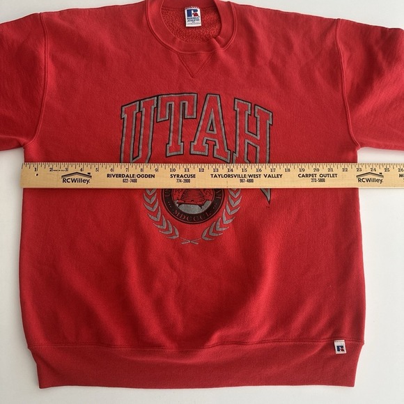Vintage 90s Utah University Sweatshirt Russell Athletic XL Red Made USA Crewneck - Picture 8 of 13